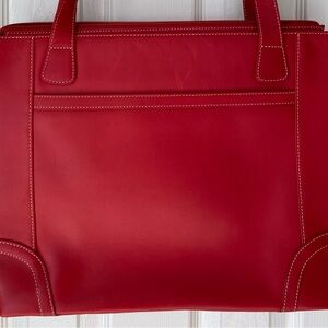 Elegant Red Leather Tote Bag